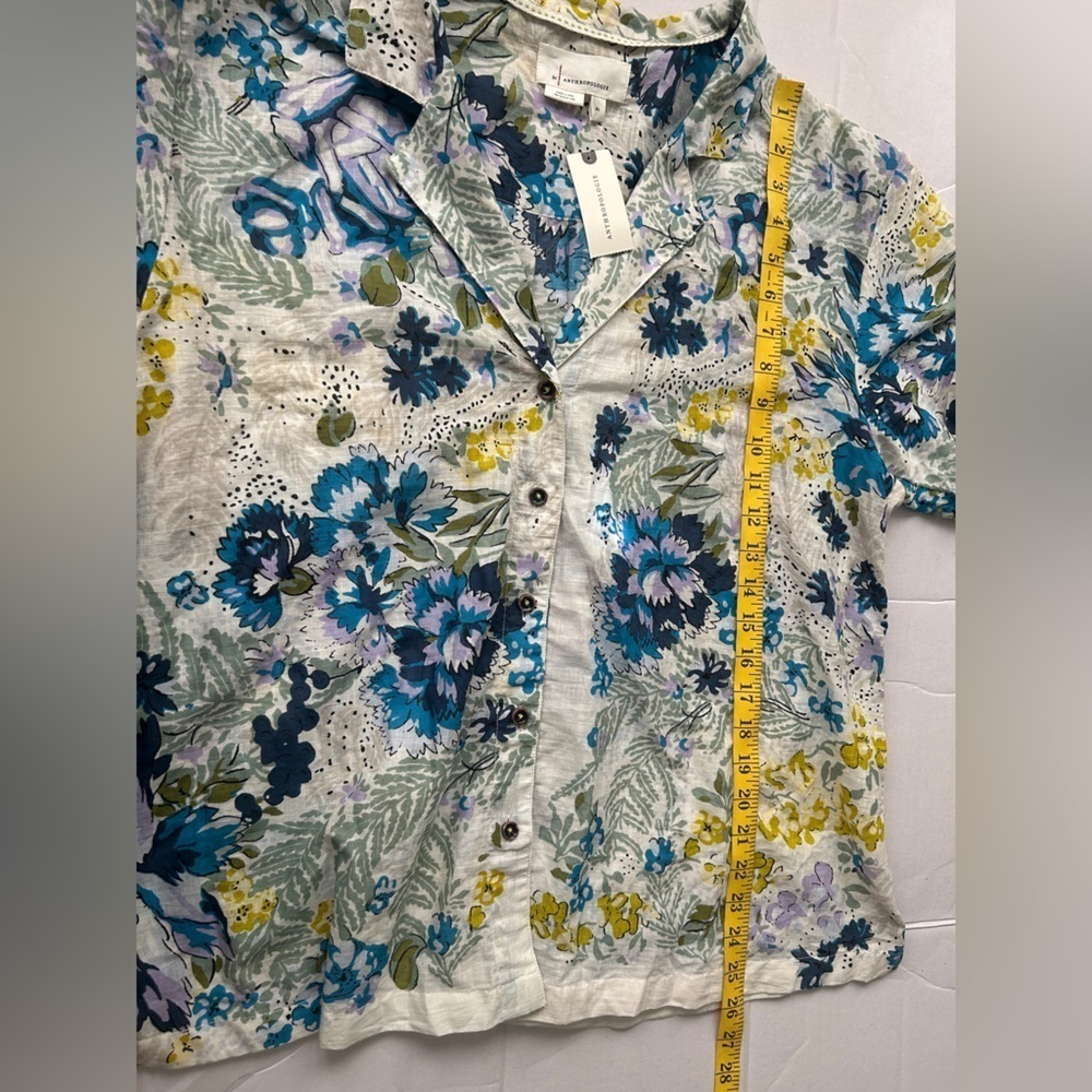 NWT Anthropologie Women’s Printed Surf Shirt in Blue Floral Motif Size XL - Picture 11 of 11